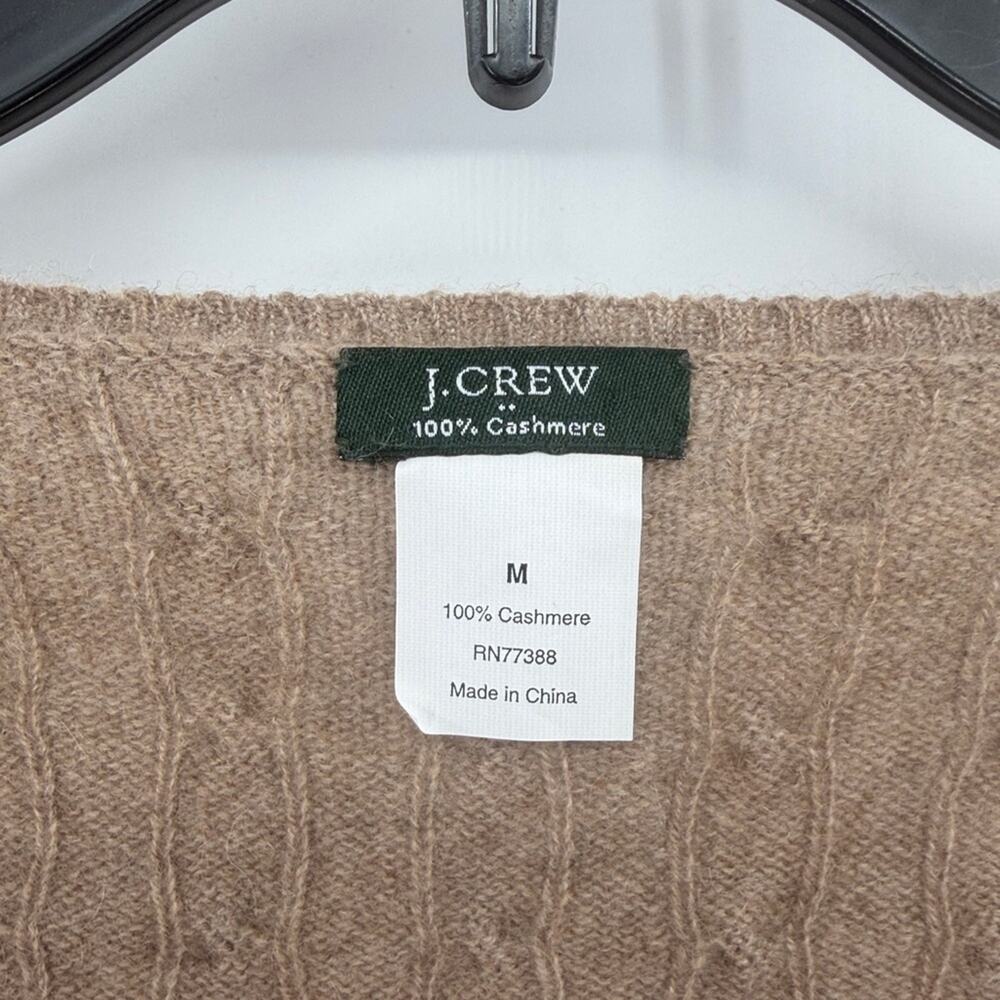 J. Crew Women's 100% Cashmere Cable Knit V-neck Sweater - Tan - Medium - Picture 3 of 5